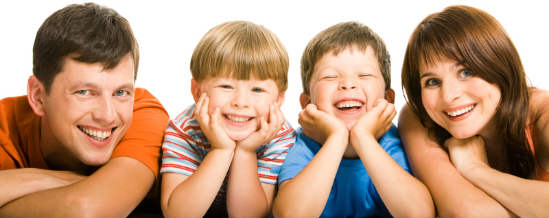 smiling, happy family